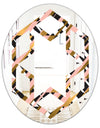 Gold Checkered Pattern II - Modern Round or Oval Wall Mirror - Hexagon Star