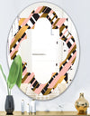 Gold Checkered Pattern II - Modern Round or Oval Wall Mirror - Quatrefoil