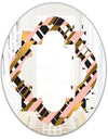 Gold Checkered Pattern II - Modern Round or Oval Wall Mirror - Quatrefoil