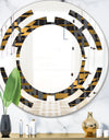 Gold Checkered Pattern I - Modern Round or Oval Wall Mirror - Space