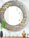 Gold Checkered Pattern I - Modern Round or Oval Wall Mirror - Wave
