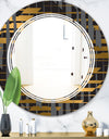 Gold Checkered Pattern I - Modern Round or Oval Wall Mirror - Triple C