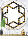 Gold Checkered Pattern I - Modern Round or Oval Wall Mirror - Hexagon Star
