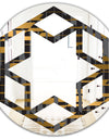 Gold Checkered Pattern I - Modern Round or Oval Wall Mirror - Hexagon Star