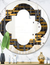 Gold Checkered Pattern I - Modern Round or Oval Wall Mirror - Quatrefoil