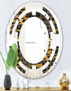 Gold Checkered Pattern I - Modern Round or Oval Wall Mirror - Space