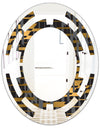 Gold Checkered Pattern I - Modern Round or Oval Wall Mirror - Space