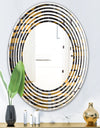 Gold Checkered Pattern I - Modern Round or Oval Wall Mirror - Wave