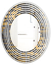 Gold Checkered Pattern I - Modern Round or Oval Wall Mirror - Wave