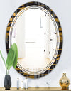 Gold Checkered Pattern I - Modern Round or Oval Wall Mirror - Triple C