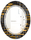 Gold Checkered Pattern I - Modern Round or Oval Wall Mirror - Triple C