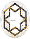 Gold Checkered Pattern I - Modern Round or Oval Wall Mirror - Hexagon Star