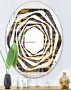 Gold Checkered Pattern I - Modern Round or Oval Wall Mirror - Whirl