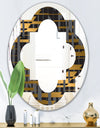 Gold Checkered Pattern I - Modern Round or Oval Wall Mirror - Quatrefoil