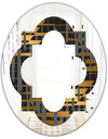 Gold Checkered Pattern I - Modern Round or Oval Wall Mirror - Quatrefoil