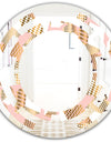 Gold and Rose Cubes I - Modern Round or Oval Wall Mirror - Space