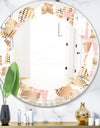 Gold and Rose Cubes I - Modern Round or Oval Wall Mirror - Leaves