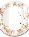 Gold and Rose Cubes I - Modern Round or Oval Wall Mirror - Leaves
