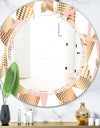 Gold and Rose Cubes I - Modern Round or Oval Wall Mirror - Triple C