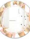 Gold and Rose Cubes I - Modern Round or Oval Wall Mirror - Triple C