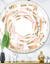 Gold and Rose Cubes I - Modern Round or Oval Wall Mirror - Whirl