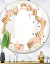 Gold and Rose Cubes I - Modern Round or Oval Wall Mirror - Quatrefoil