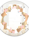 Gold and Rose Cubes I - Modern Round or Oval Wall Mirror - Quatrefoil