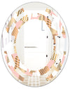 Gold and Rose Cubes I - Modern Round or Oval Wall Mirror - Space