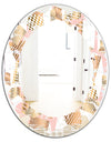 Gold and Rose Cubes I - Modern Round or Oval Wall Mirror - Leaves