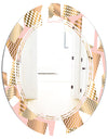 Gold and Rose Cubes I - Modern Round or Oval Wall Mirror - Triple C