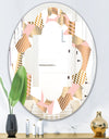 Gold and Rose Cubes I - Modern Round or Oval Wall Mirror - Quatrefoil