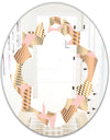 Gold and Rose Cubes I - Modern Round or Oval Wall Mirror - Quatrefoil
