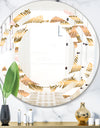 Golden Tropical Pattern III - Modern Round or Oval Wall Mirror - Space
