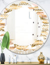 Golden Tropical Pattern III - Modern Round or Oval Wall Mirror - Leaves