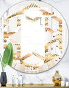 Golden Tropical Pattern III - Modern Round or Oval Wall Mirror - Hexagon Star