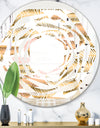 Golden Tropical Pattern III - Modern Round or Oval Wall Mirror - Whirl