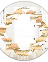 Golden Tropical Pattern III - Modern Round or Oval Wall Mirror - Quatrefoil