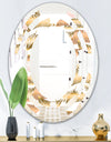 Golden Tropical Pattern III - Modern Round or Oval Wall Mirror - Space