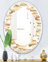 Golden Tropical Pattern III - Modern Round or Oval Wall Mirror - Leaves