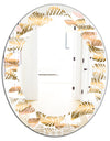 Golden Tropical Pattern III - Modern Round or Oval Wall Mirror - Leaves