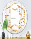 Golden Tropical Pattern III - Modern Round or Oval Wall Mirror - Hexagon Star