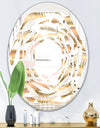 Golden Tropical Pattern III - Modern Round or Oval Wall Mirror - Whirl