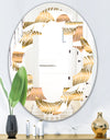 Golden Tropical Pattern III - Modern Round or Oval Wall Mirror - Quatrefoil
