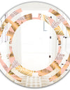 Golden Tropical Pattern V - Modern Round or Oval Wall Mirror - Space