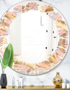 Golden Tropical Pattern V - Modern Round or Oval Wall Mirror - Leaves