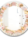 Golden Tropical Pattern V - Modern Round or Oval Wall Mirror - Leaves