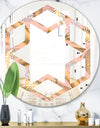 Golden Tropical Pattern V - Modern Round or Oval Wall Mirror - Hexagon Star