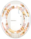 Golden Tropical Pattern V - Modern Round or Oval Wall Mirror - Space