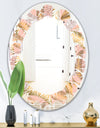 Golden Tropical Pattern V - Modern Round or Oval Wall Mirror - Leaves