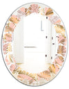 Golden Tropical Pattern V - Modern Round or Oval Wall Mirror - Leaves